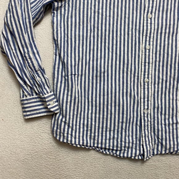 Banana Republic Untucked Shirt Mens XL White Linen Blend Striped Button Down - Picture 5 of 9